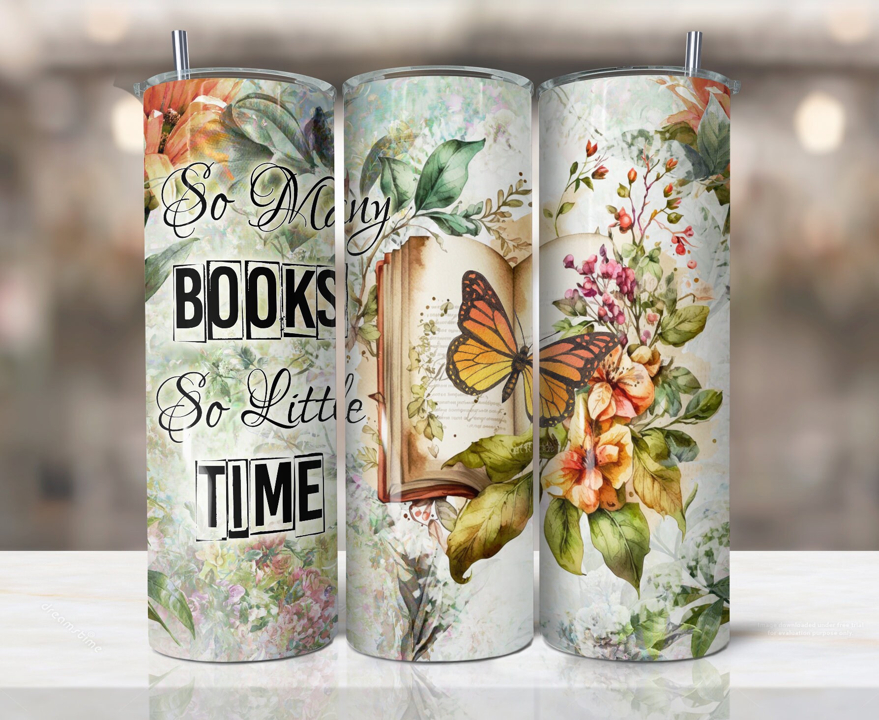 So many book, so little time 20oz Skinny Tumbler Sublimation Designs ...